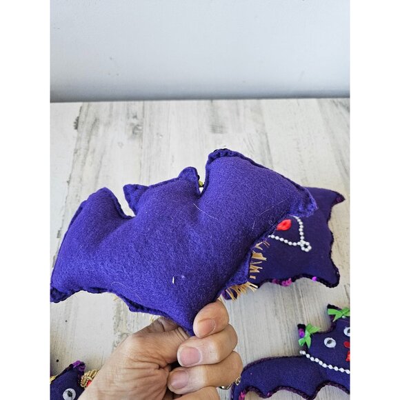 Shabby Chic plush girl bat queen Halloween luau necklace glitter rhinestone deco - Picture 6 of 11